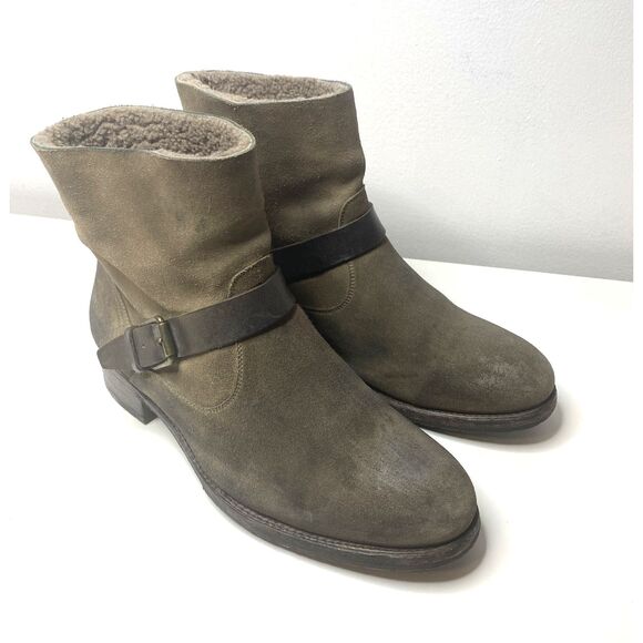 NDC Made By Hand Brown Suede Distressed Buckle Lined Ankle Boots Boho Grunge 40 - Picture 6 of 9